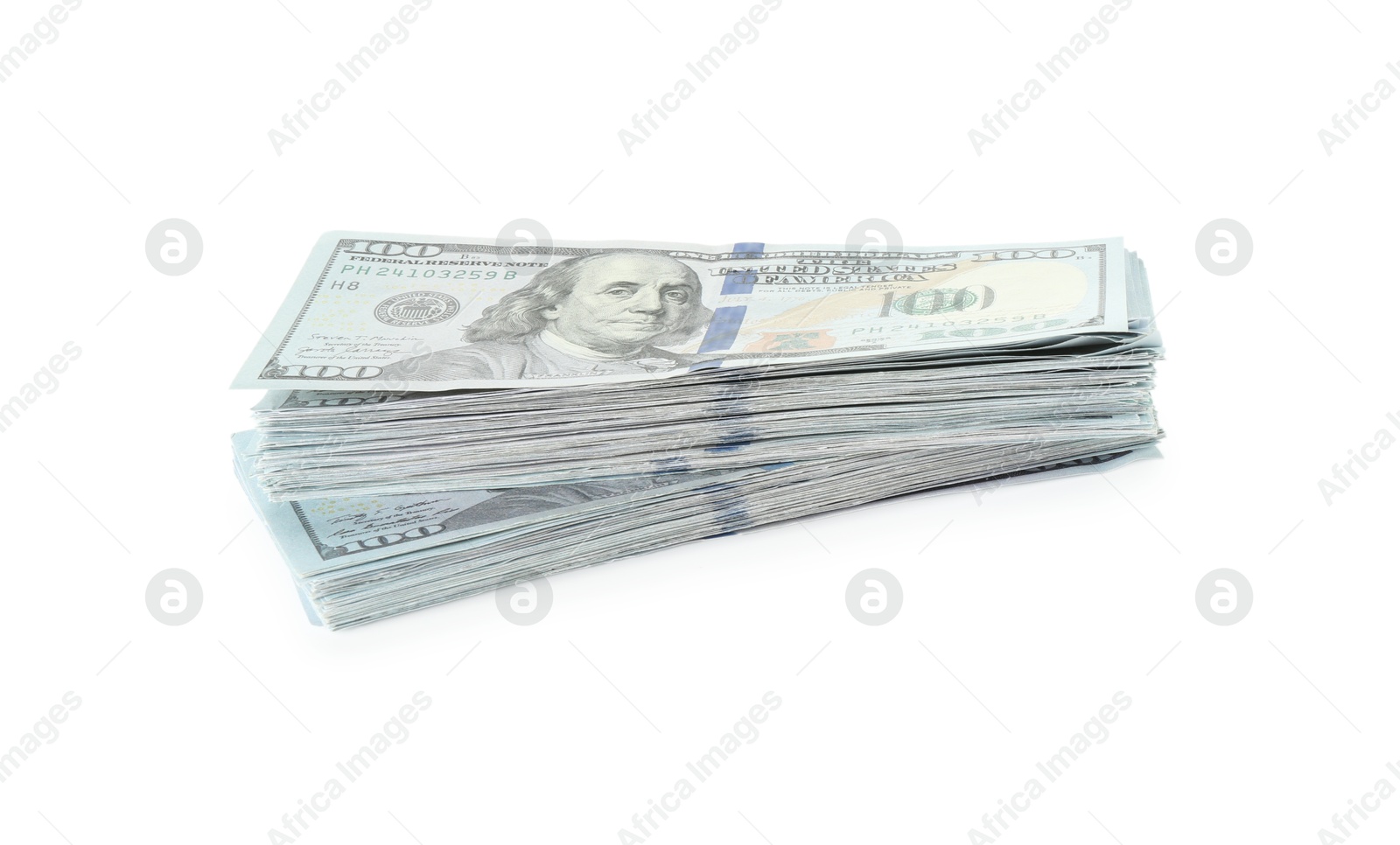 Photo of Stack of dollar banknotes isolated on white