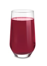 Glass of tasty grape juice isolated on white