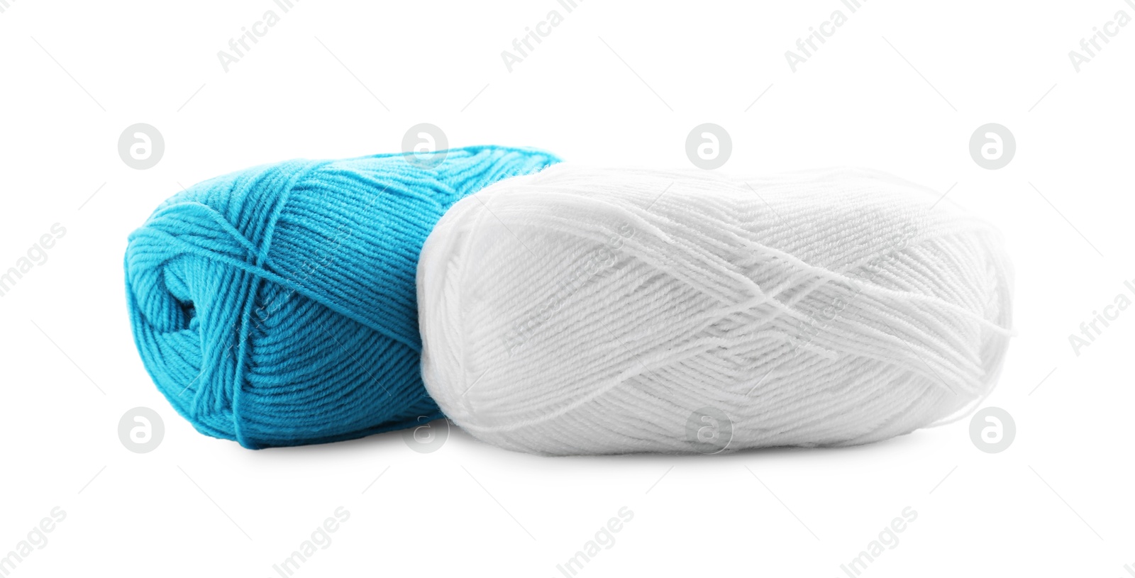 Photo of Two beautiful bright yarns isolated on white