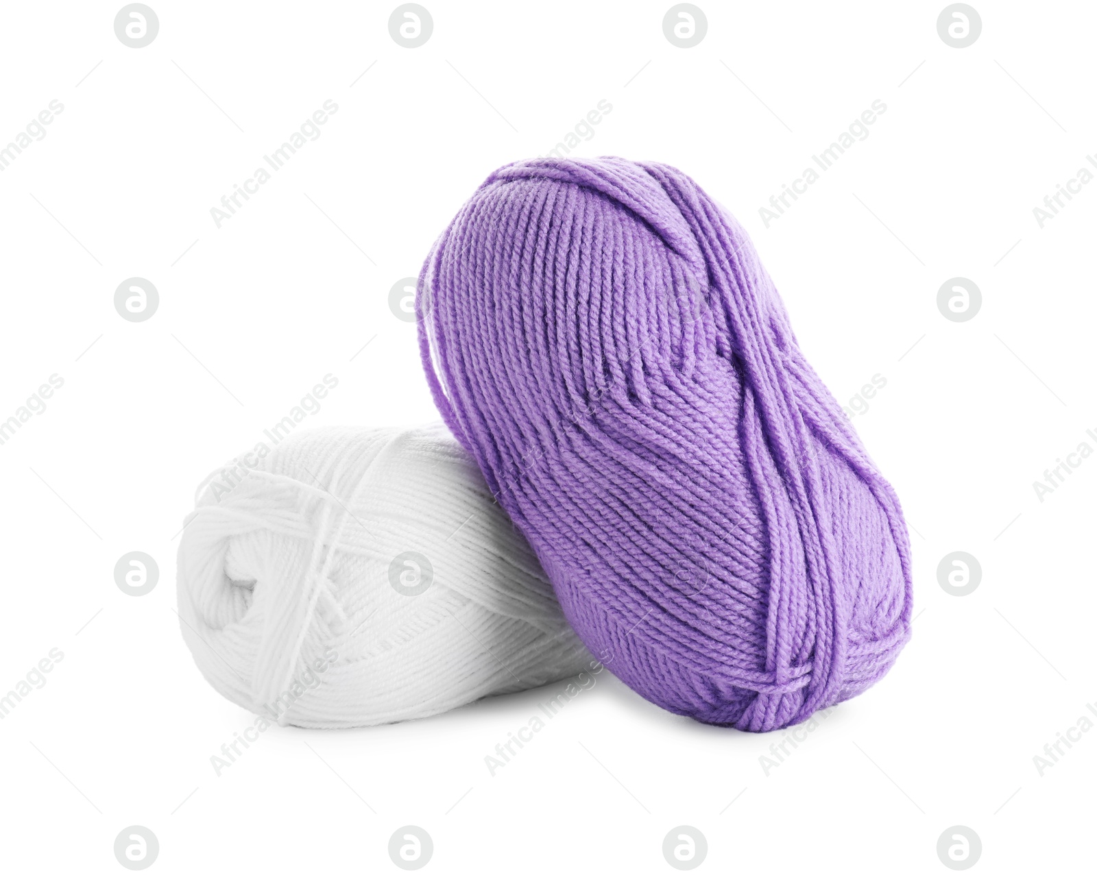 Photo of Two beautiful bright yarns isolated on white