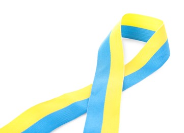 Ribbon in colors of Ukrainian national flag isolated on white