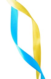 Ribbons in colors of Ukrainian national flag isolated on white