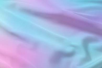 Image of Beautiful silk fabric with color gradient, top view