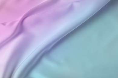 Image of Beautiful silk fabric with color gradient, top view