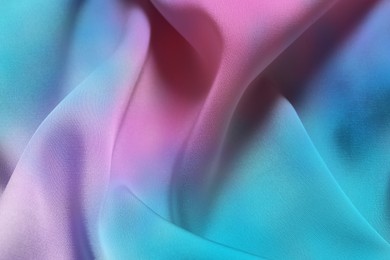 Image of Beautiful silk fabric with color gradient, top view