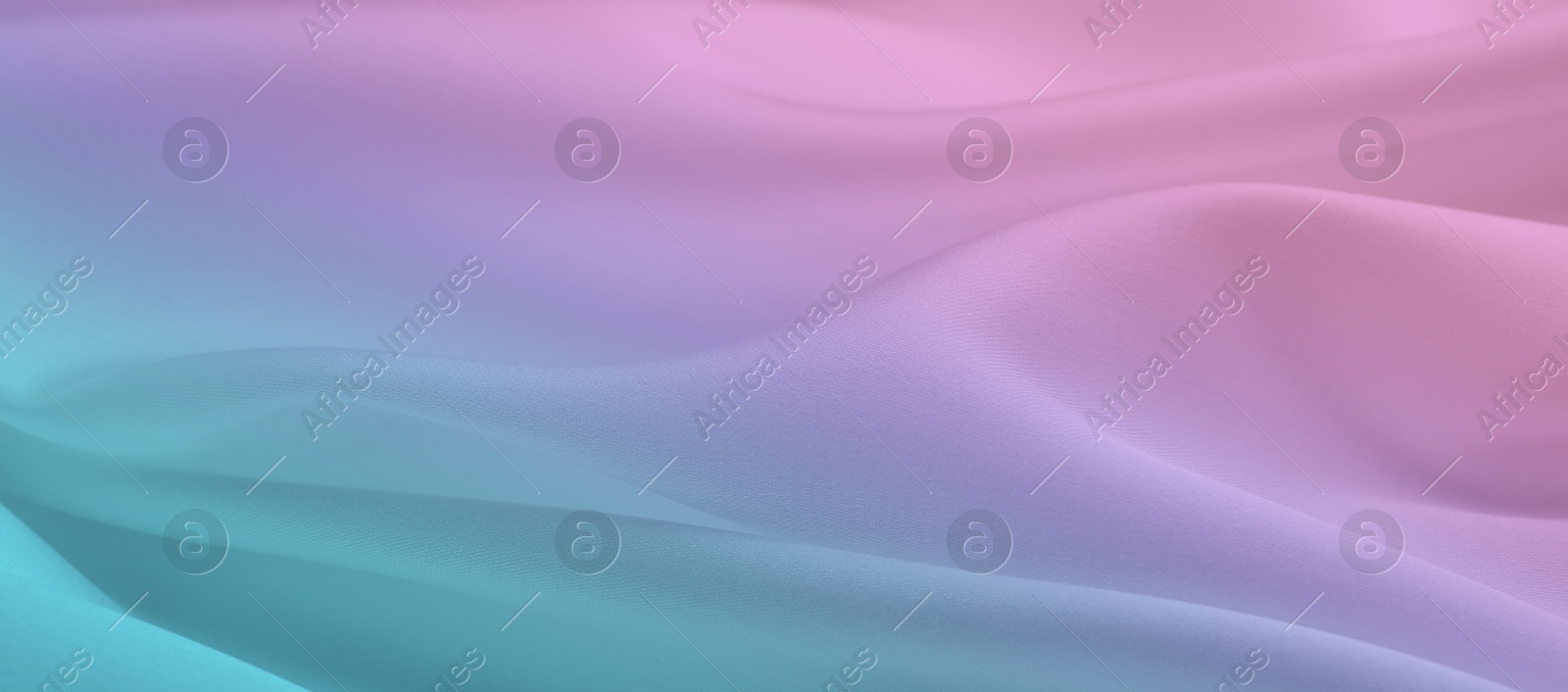 Image of Beautiful silk fabric with color gradient, closeup. Banner design