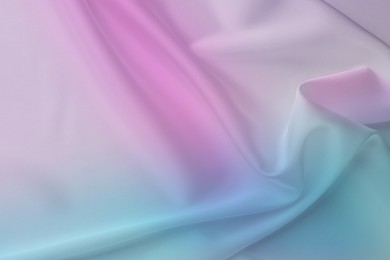 Image of Beautiful silk fabric with color gradient, top view