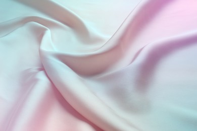 Beautiful silk fabric with color gradient, top view