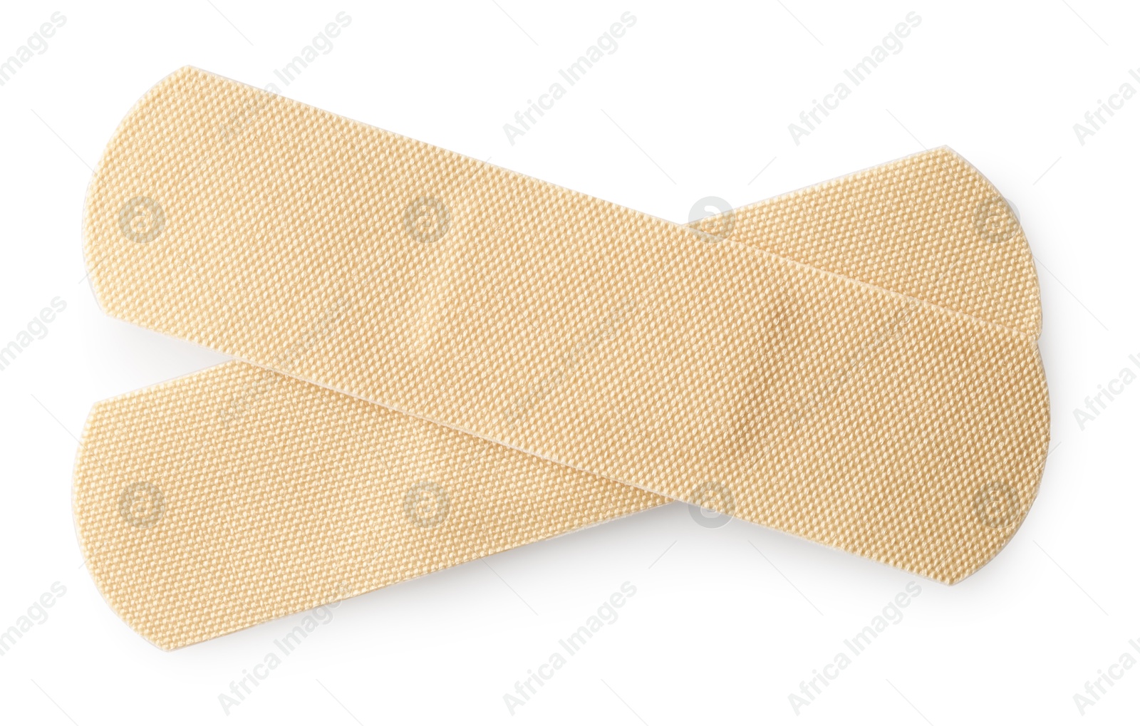 Medical adhesive bandages isolated on white, top view Photo of Medical adhesive bandages isolated on white, top view