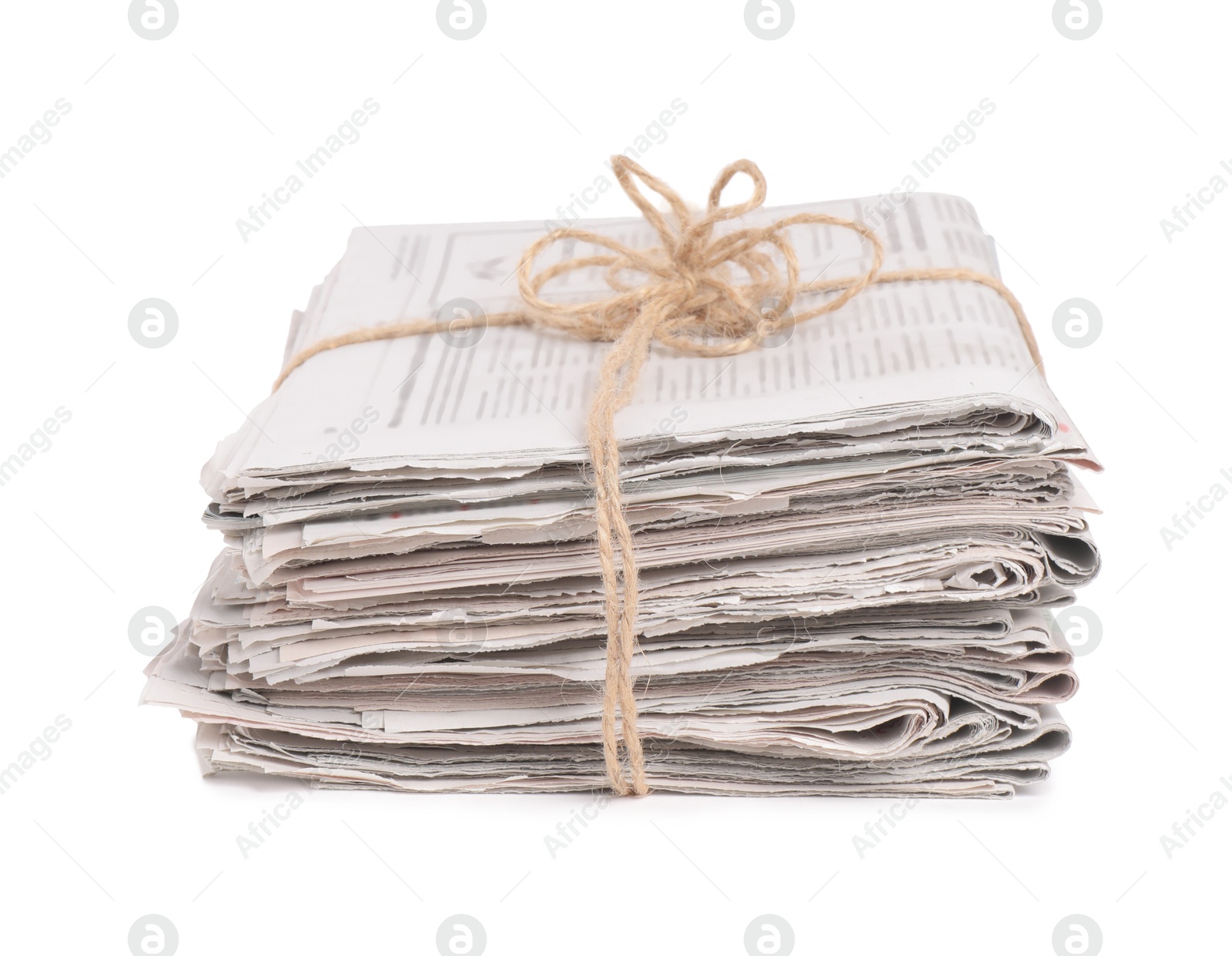 Photo of Stack of many newspapers isolated on white