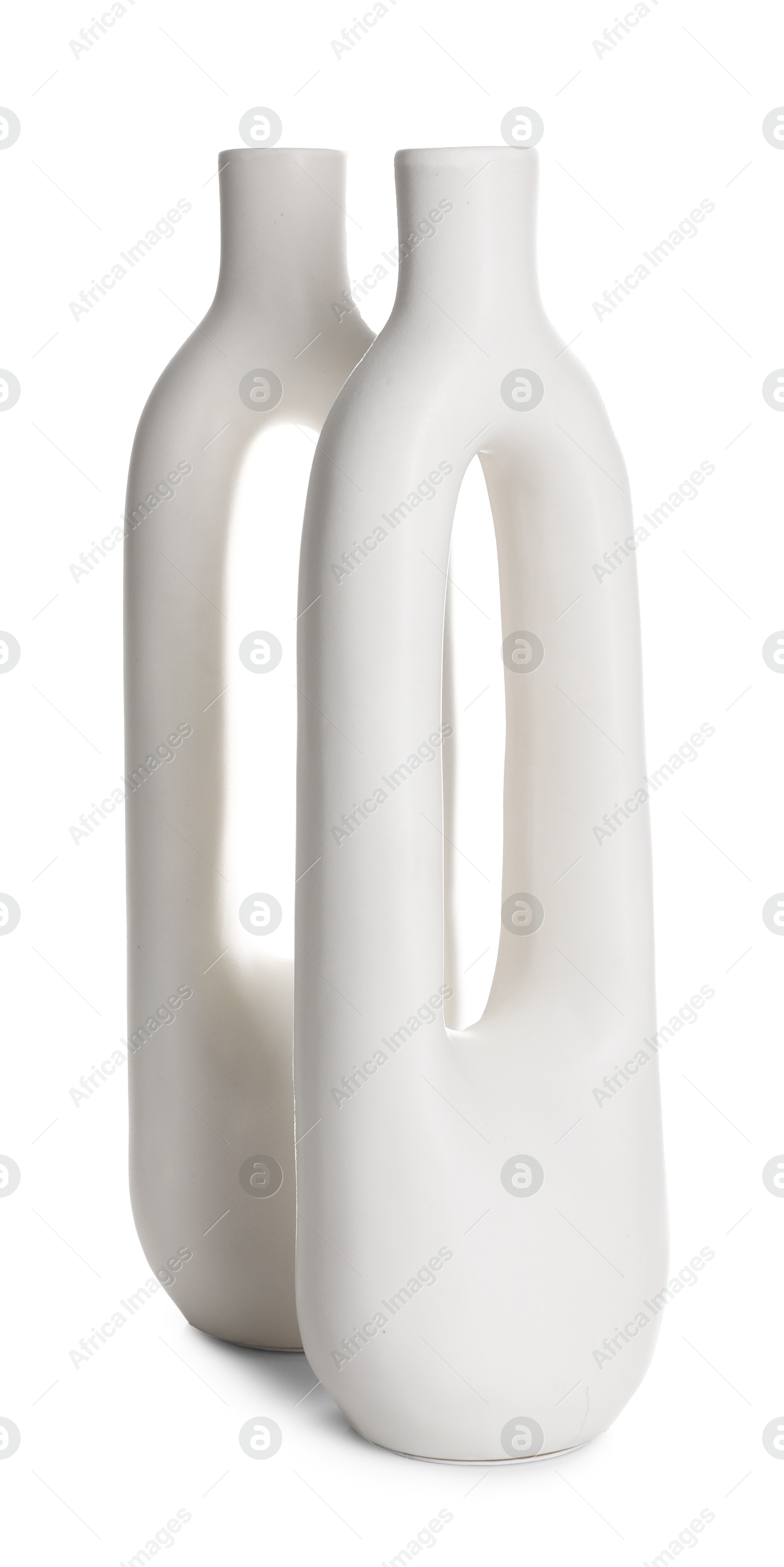 Photo of Two beautiful ceramic vases isolated on white