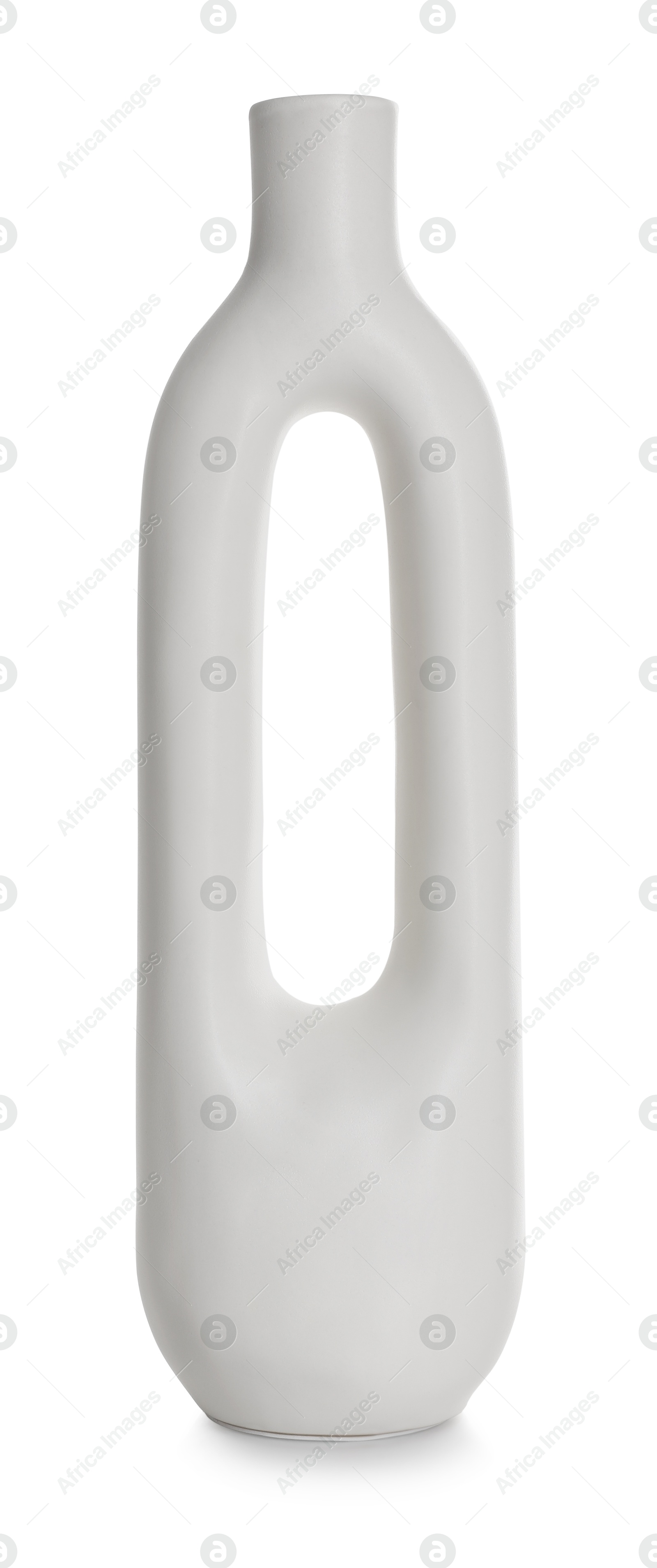 Photo of One beautiful ceramic vase isolated on white