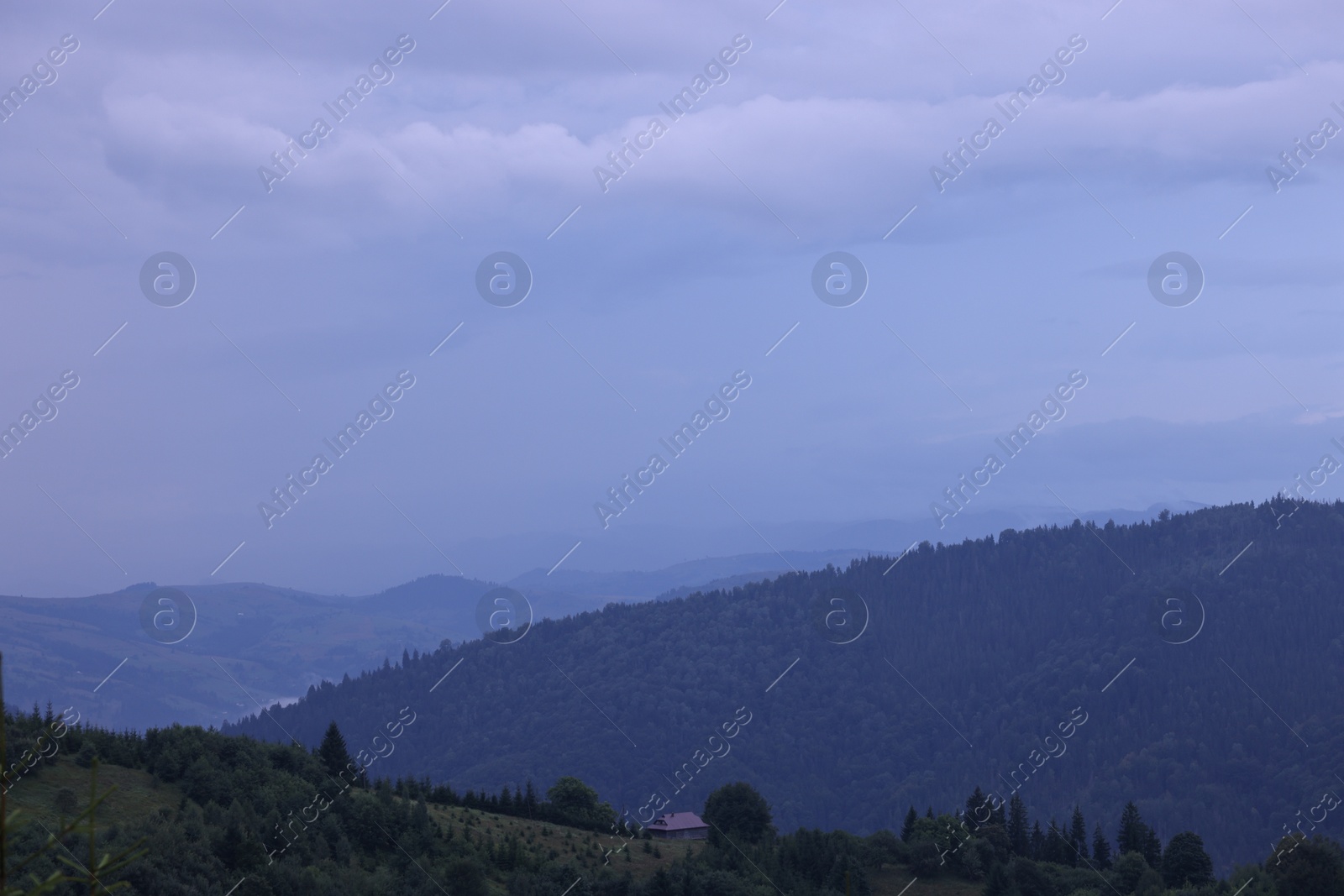 Photo of Picturesque view of beautiful mountains covered with fog