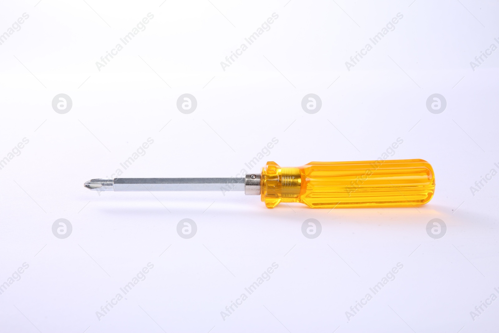 Photo of One screwdriver with orange handle isolated on white