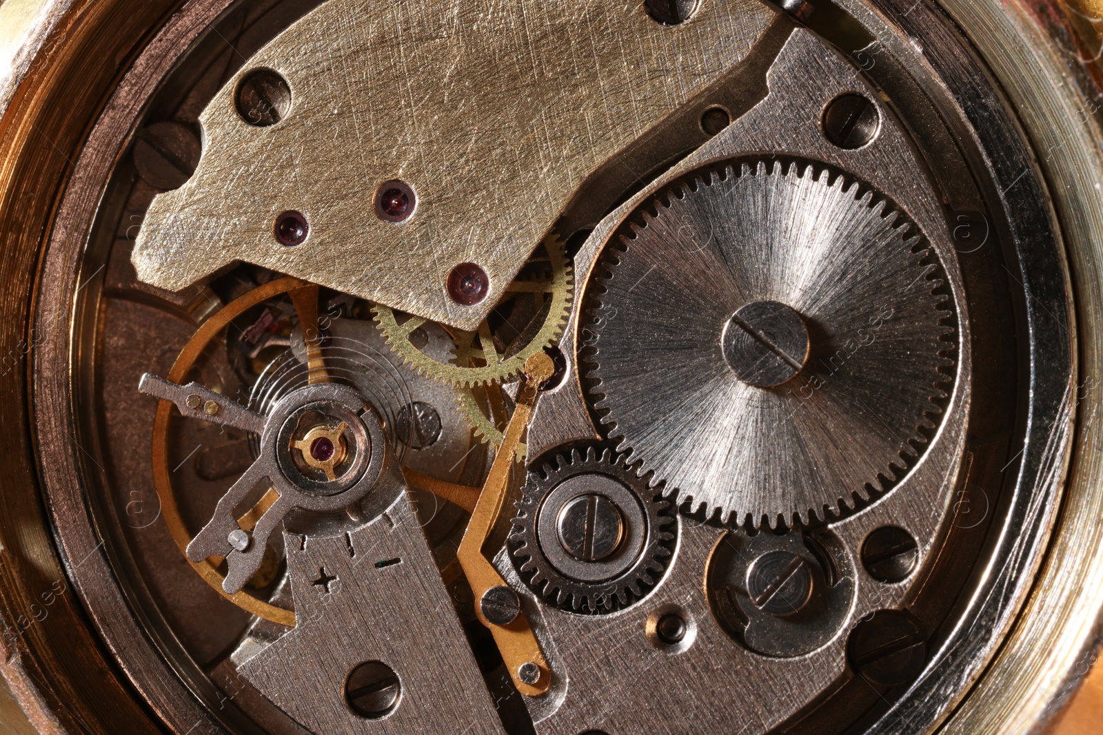 Photo of Mechanism of vintage wrist watch, top view