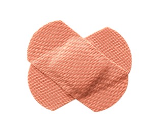 Photo of Medical adhesive bandages isolated on white, top view