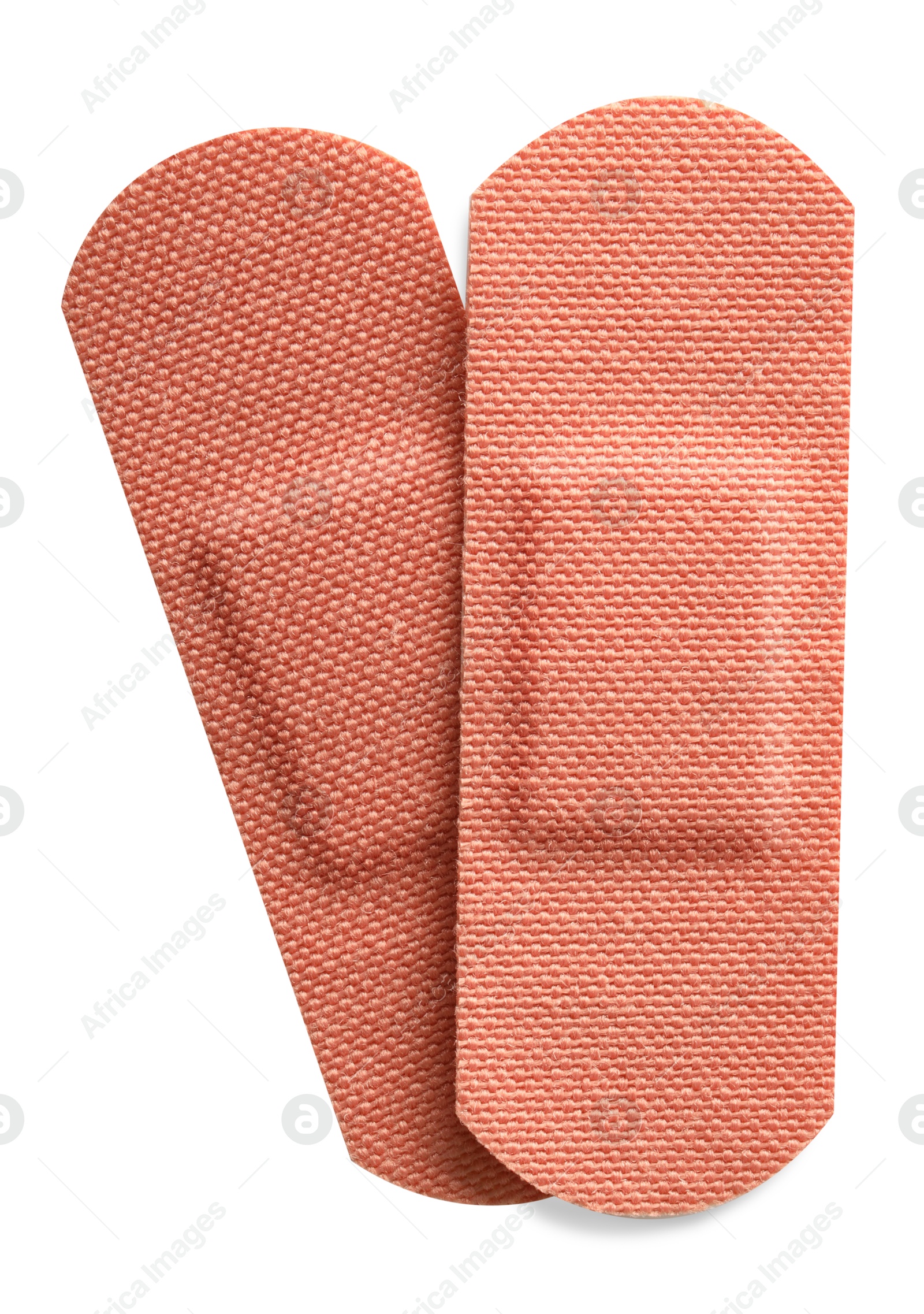 Medical adhesive bandages isolated on white, top view Photo of Medical adhesive bandages isolated on white, top view