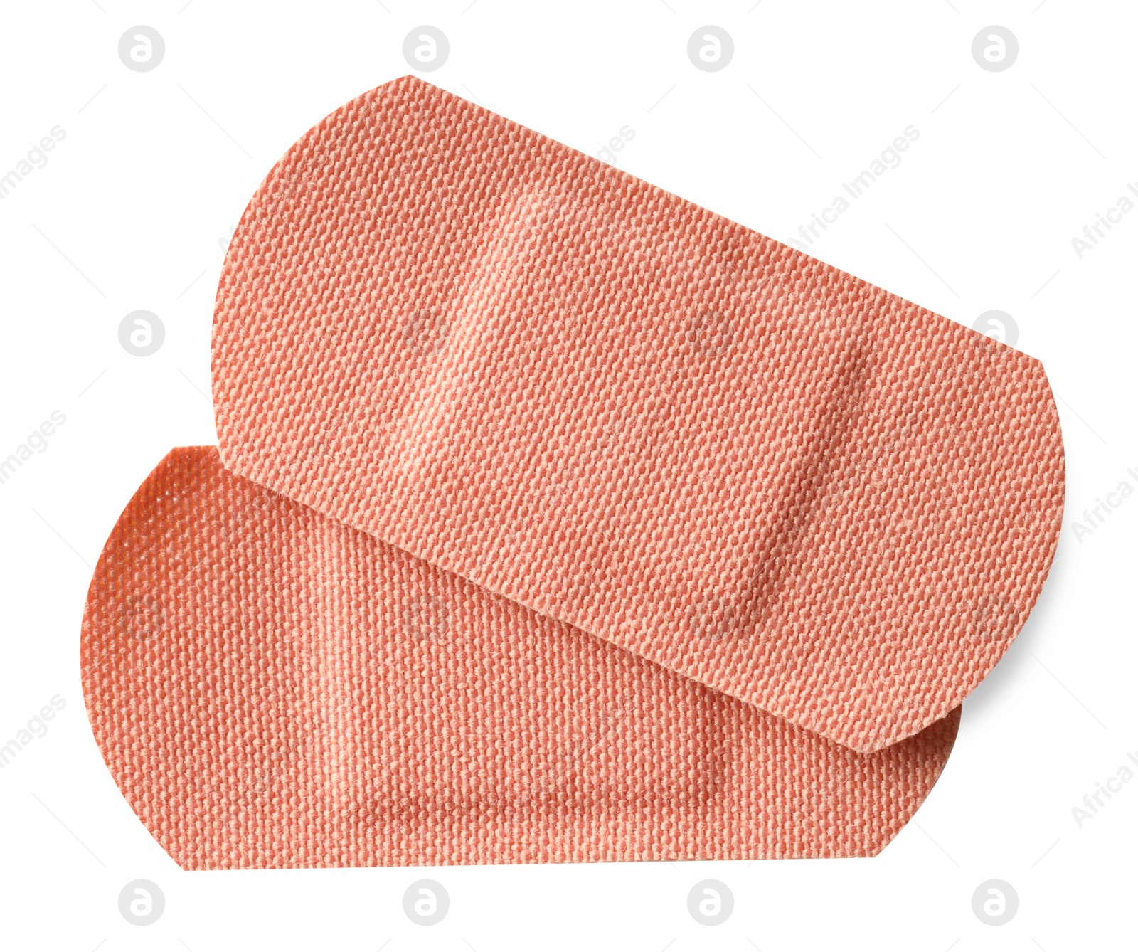 Medical adhesive bandages isolated on white, top view Photo of Medical adhesive bandages isolated on white, top view