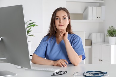 Photo of Portrait of nurse at workplace in hospital