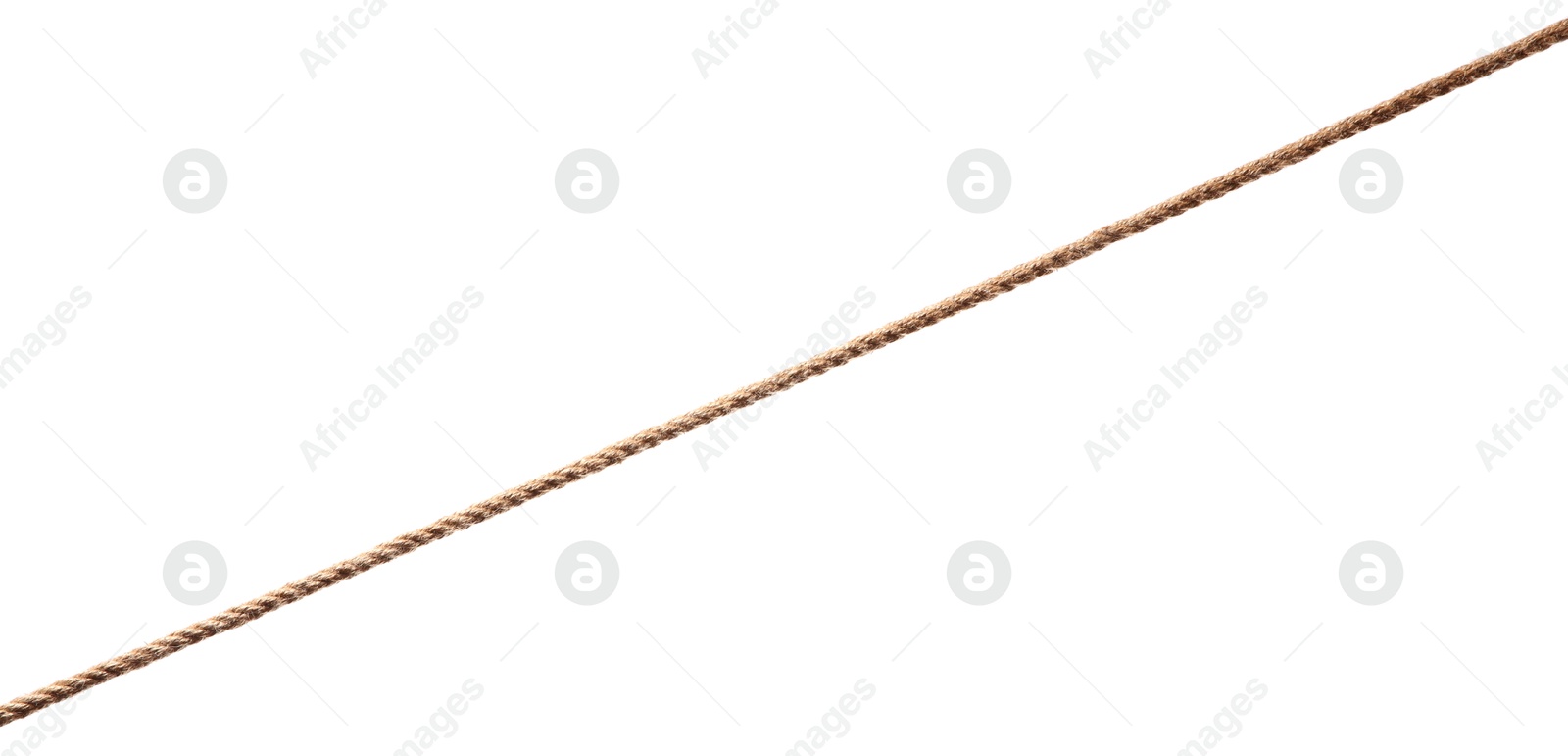 Photo of One brown braided rope isolated on white