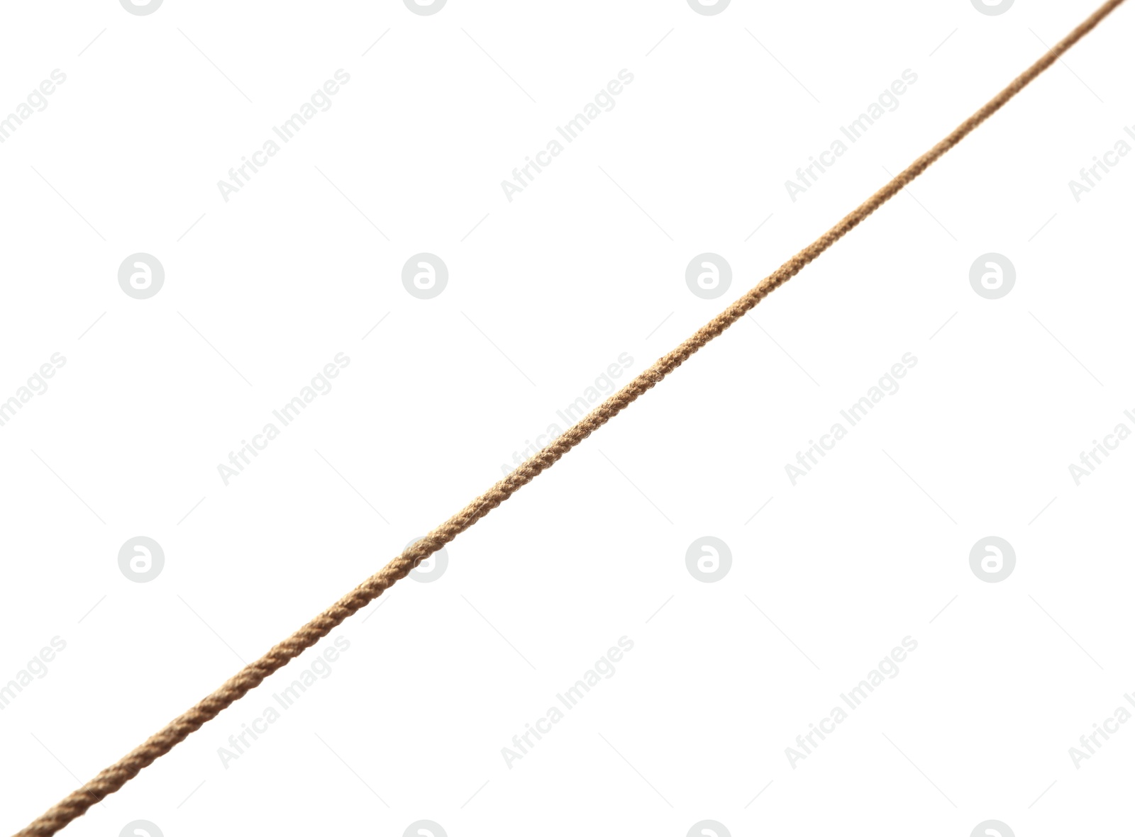 Photo of One brown braided rope isolated on white