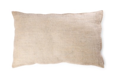 One burlap sack isolated on white, top view