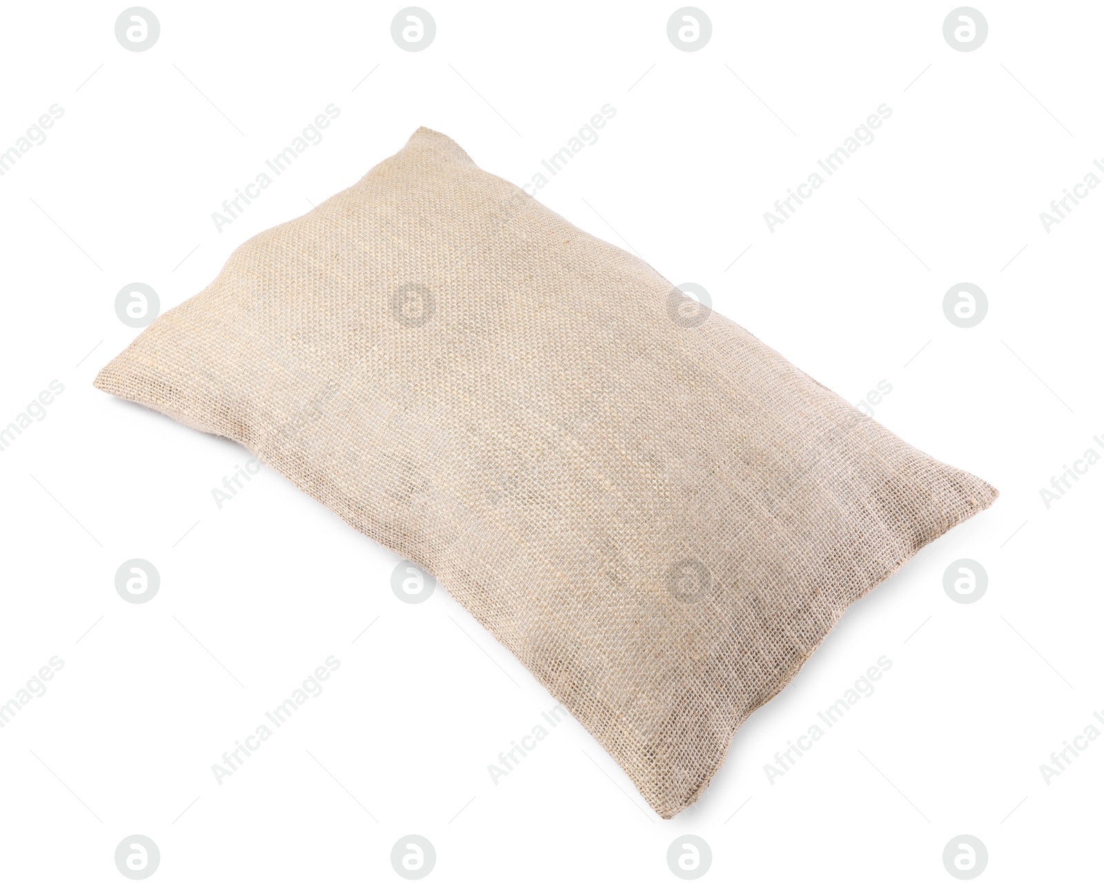 Photo of One natural burlap sack isolated on white