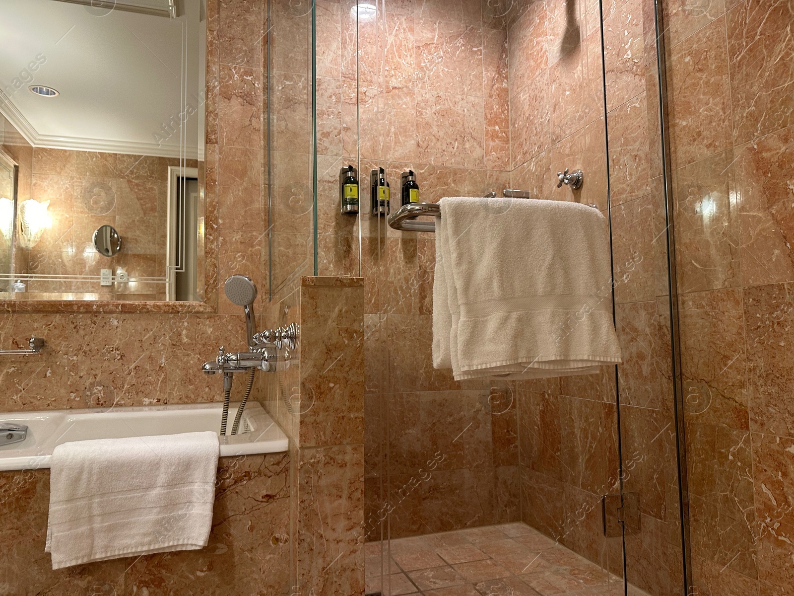 Photo of Berlin, Germany - July 2, 2024: Stylish bathroom in Regent Berlin Hotel