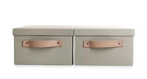 Two gray boxes with lids isolated on white