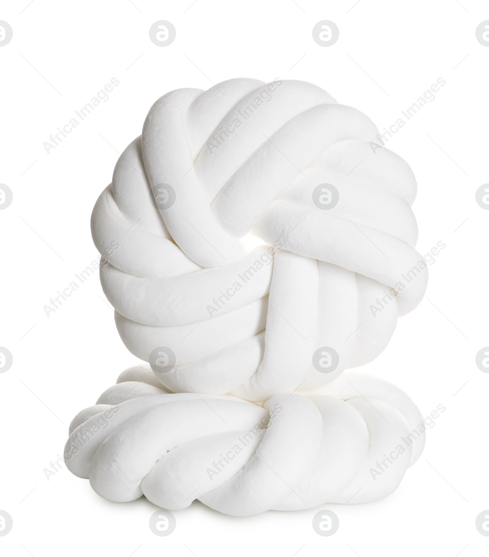 Photo of Cushions in shape of knot isolated on white