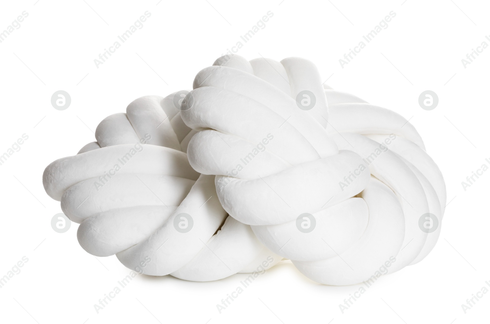 Photo of Cushions in shape of knot isolated on white