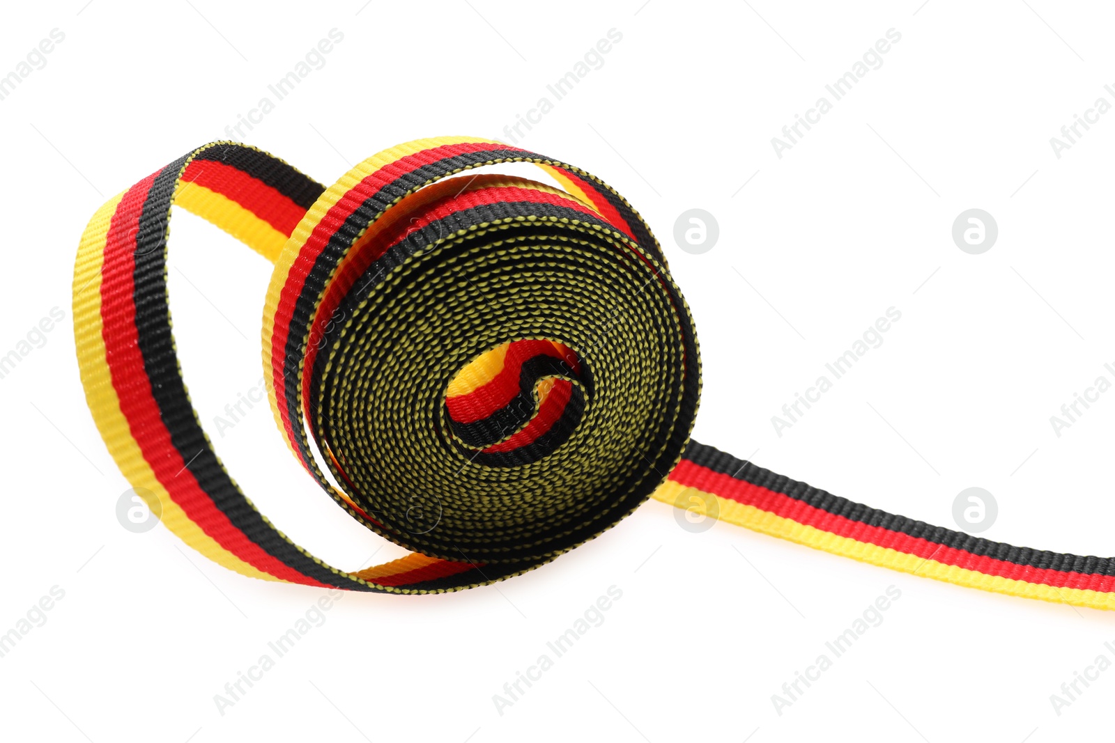 Photo of Ribbon in colors of German flag isolated on white