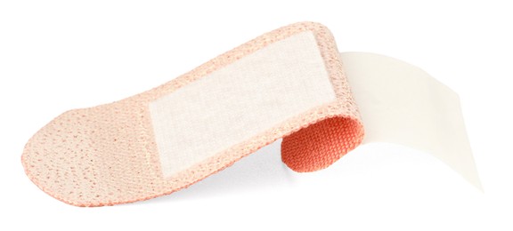 Photo of One medical adhesive bandage isolated on white