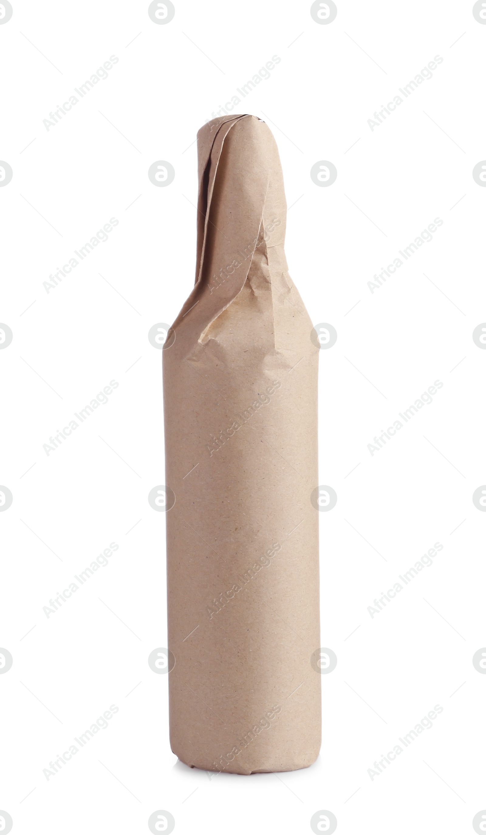 Photo of One wine packed bottle isolated on white