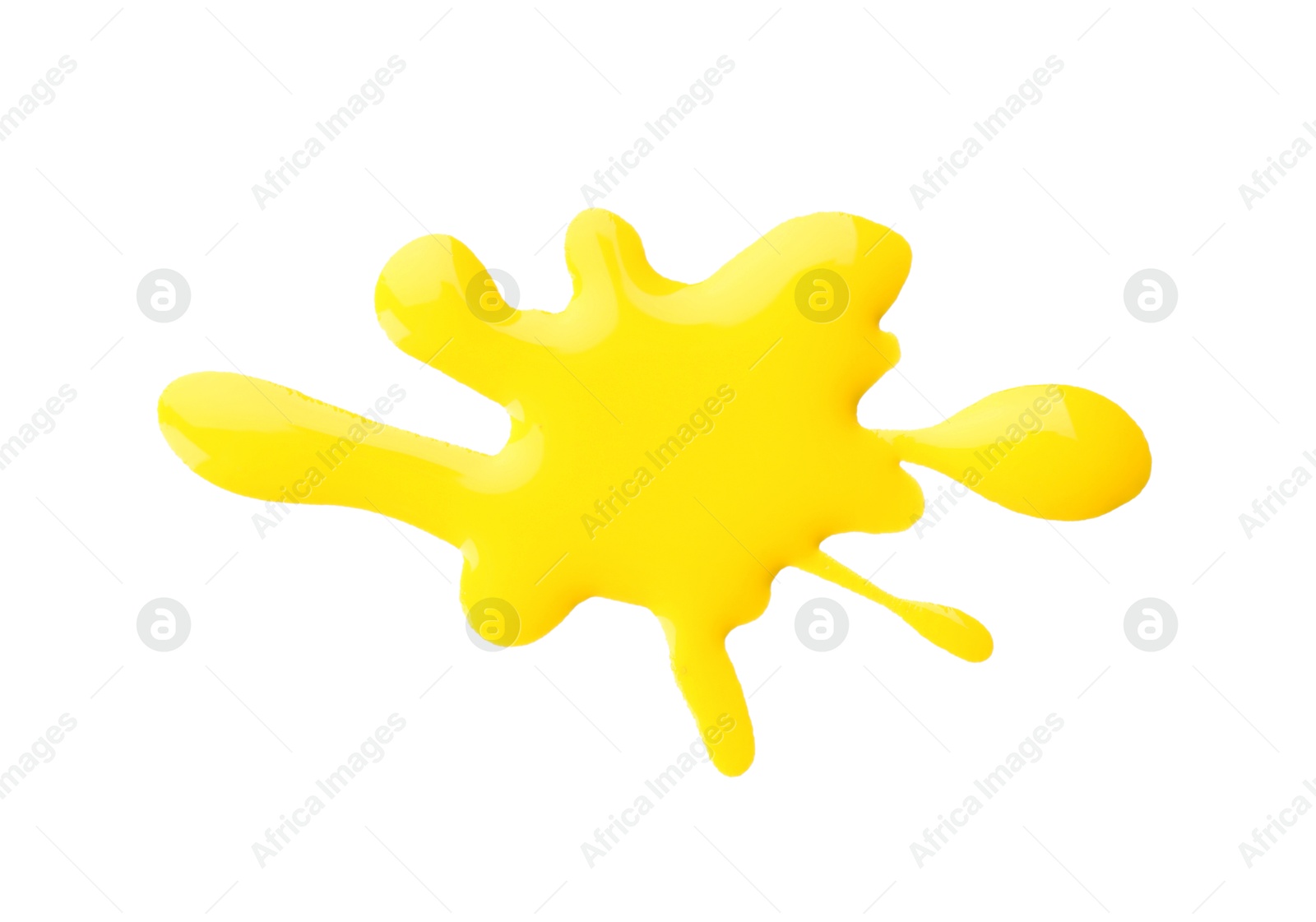 Photo of Blot of yellow printer ink isolated on white, top view