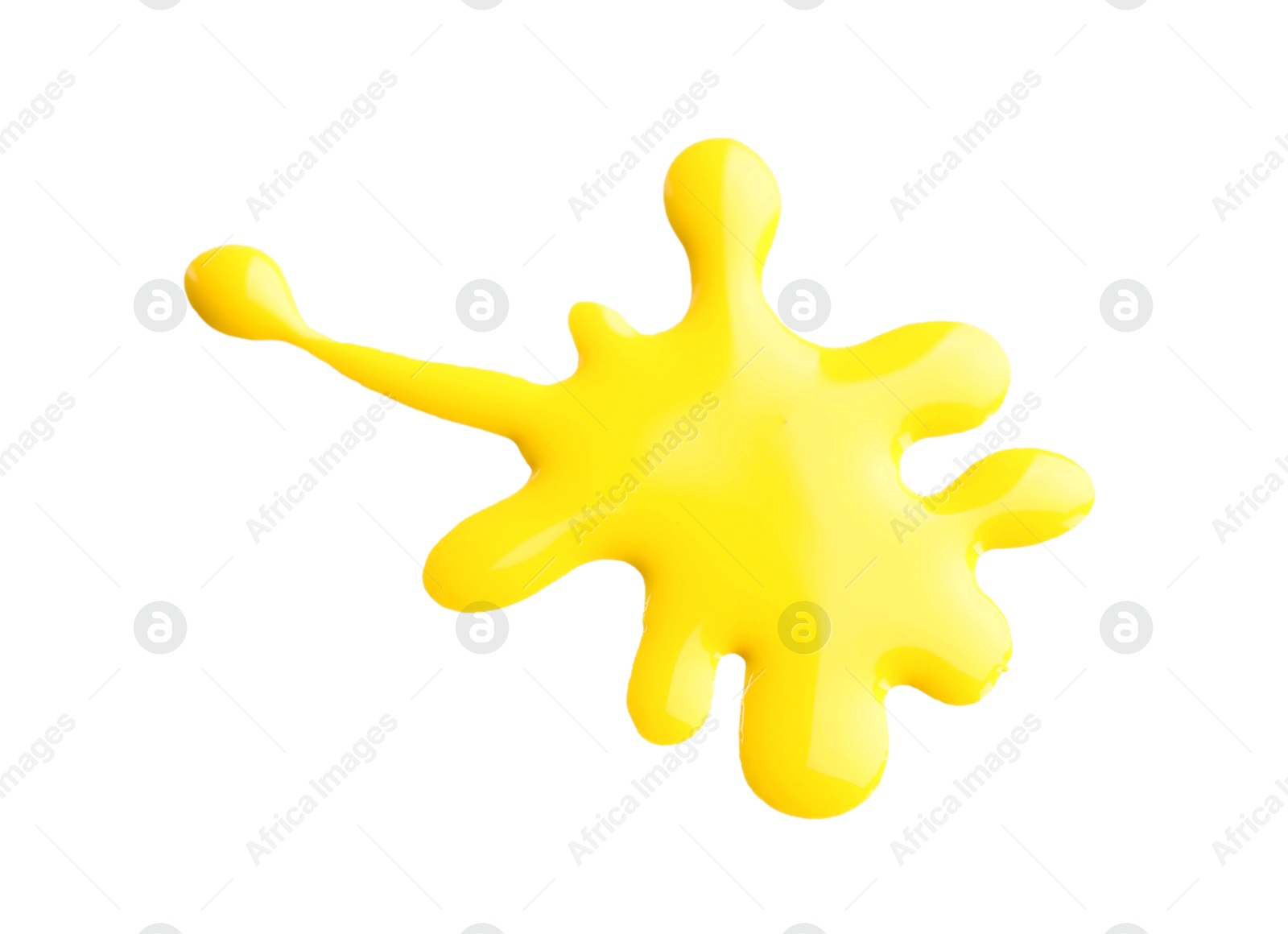 Photo of Blot of yellow printer ink isolated on white, top view