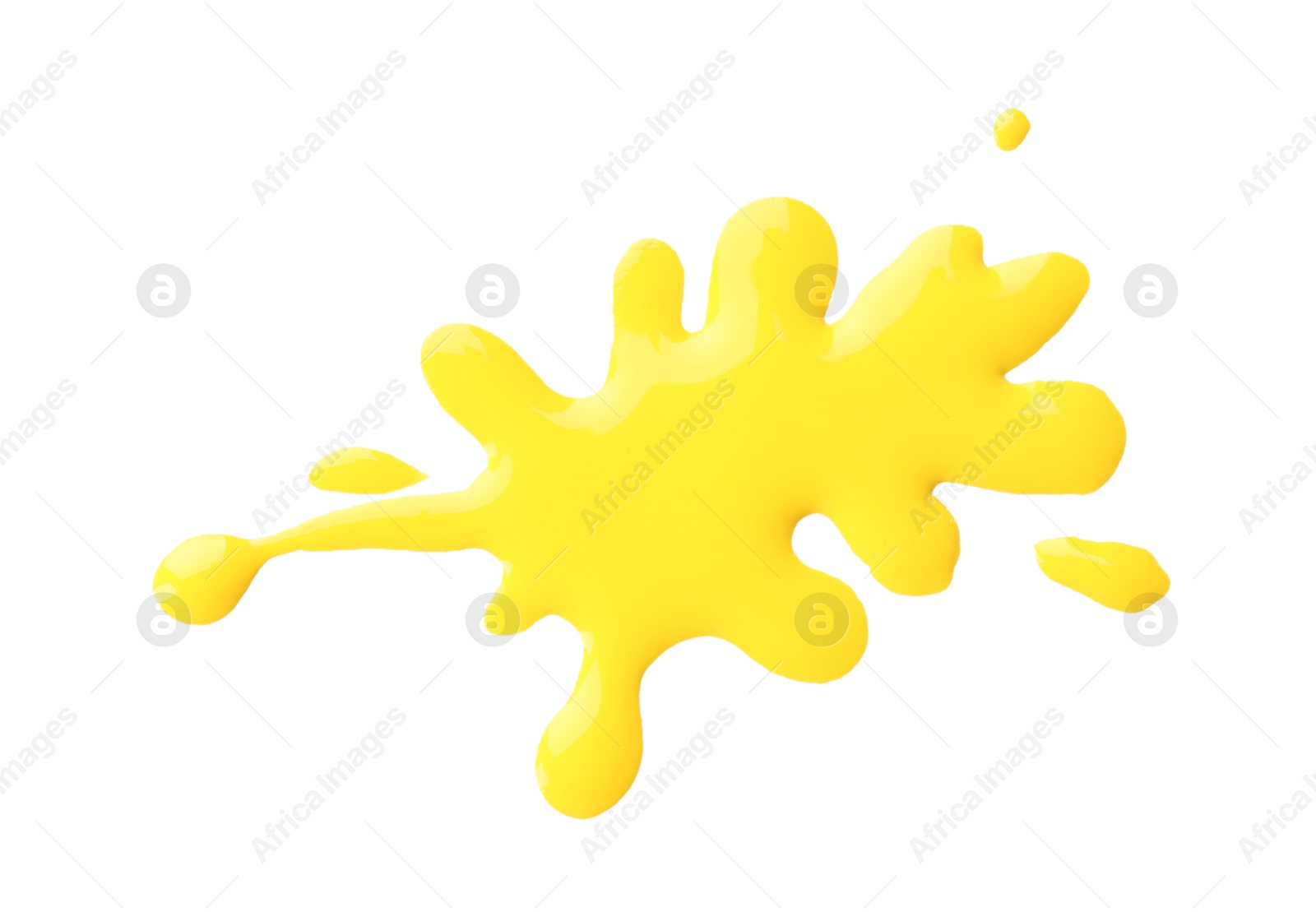 Photo of Blot of yellow printer ink isolated on white, top view