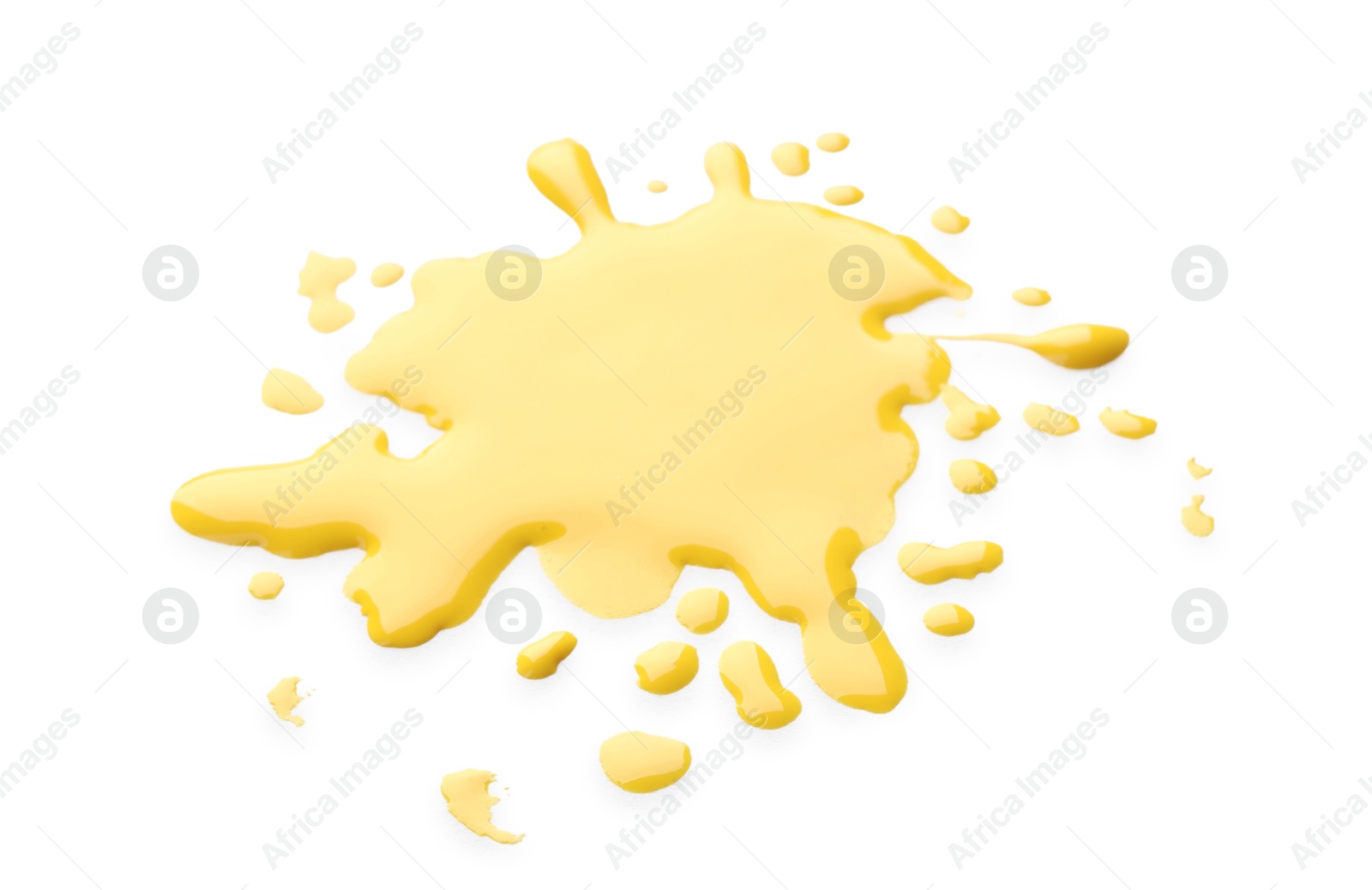 Photo of Blot of yellow printer ink isolated on white