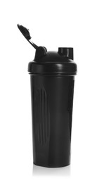 One black reusable shaker cup isolated on white