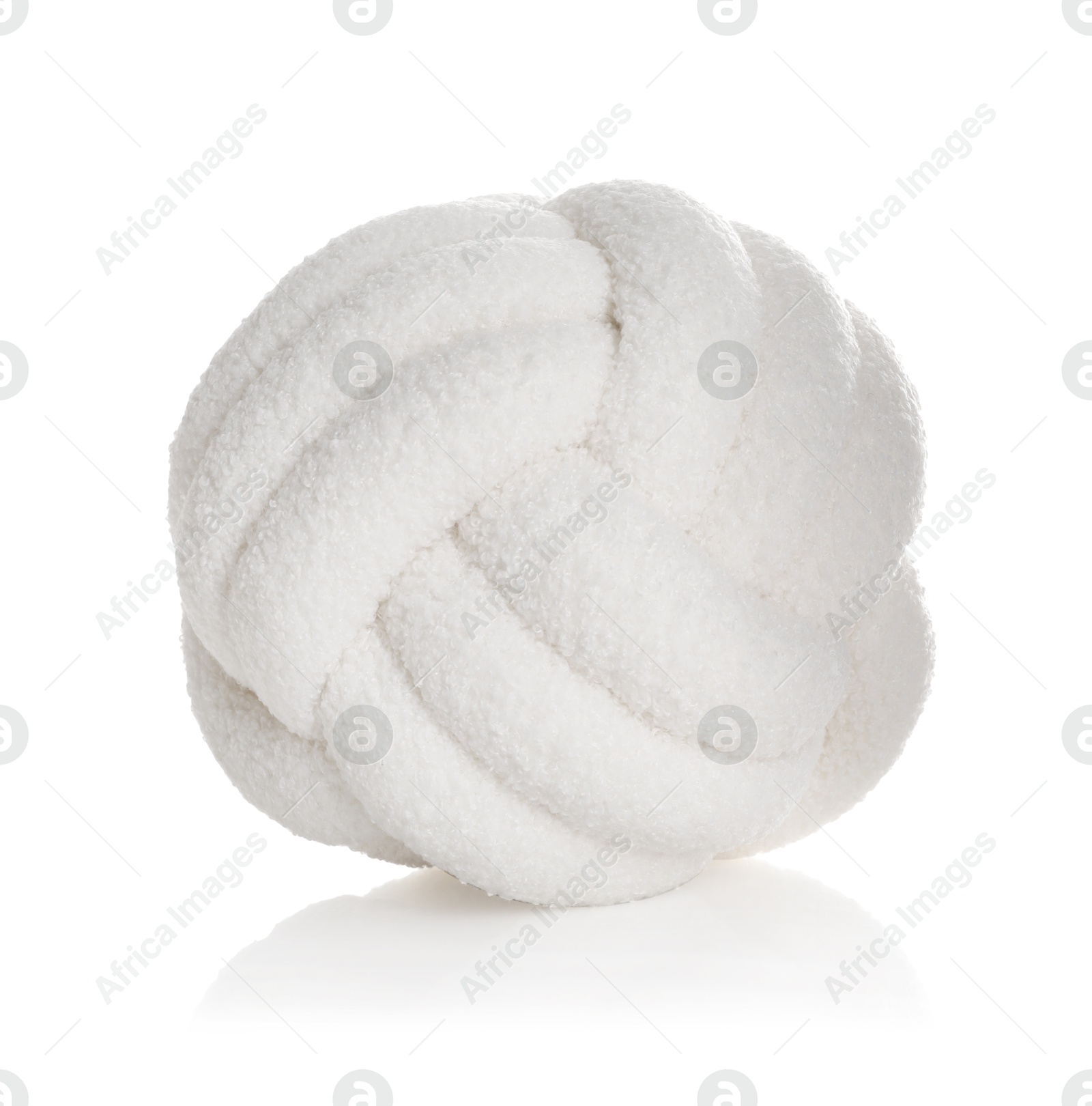 Photo of Cushion in shape of knot isolated on white