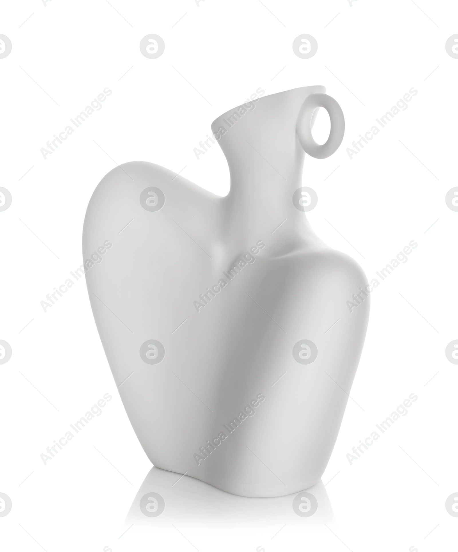 Photo of One beautiful ceramic vase isolated on white