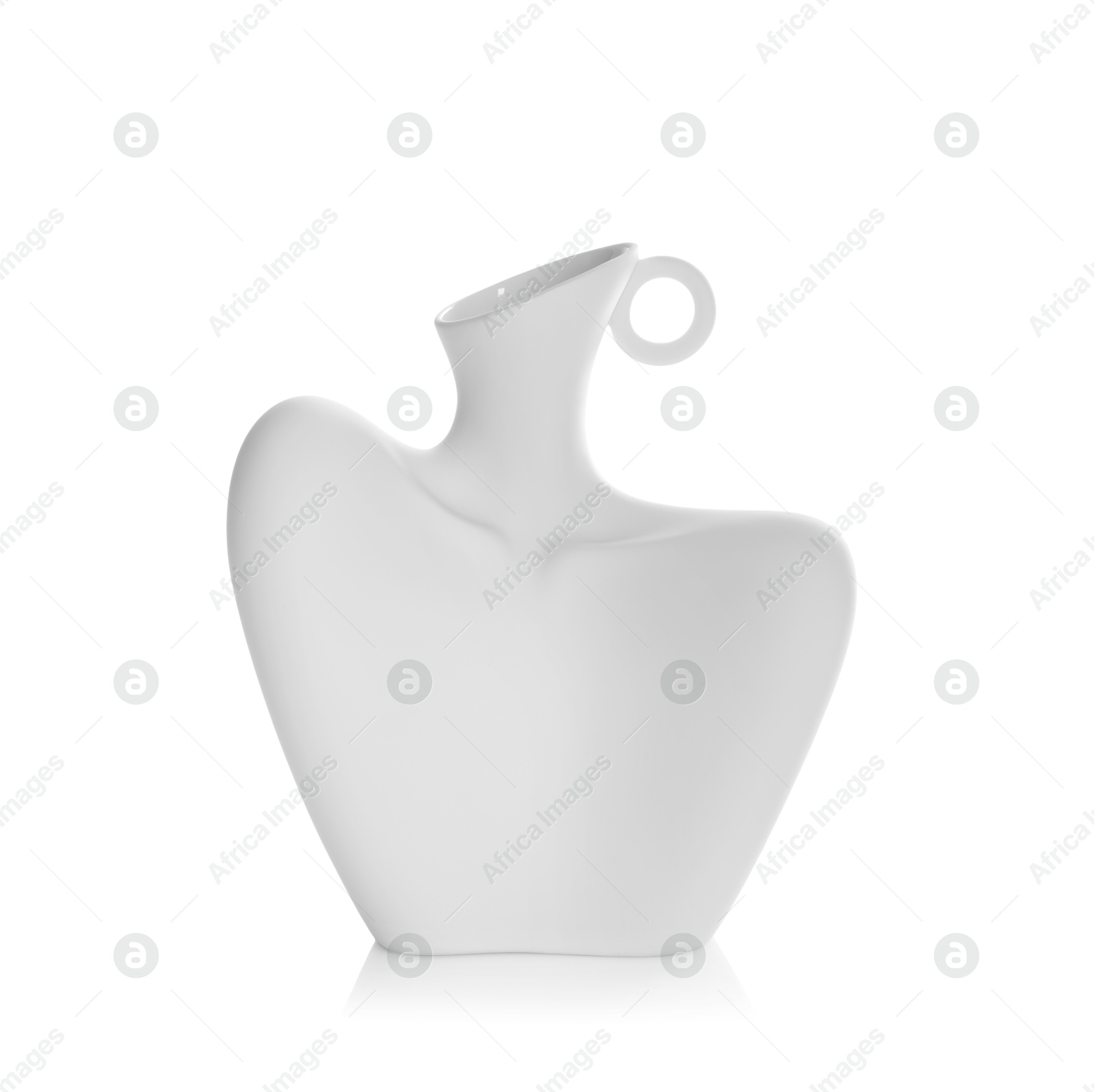 Photo of One beautiful ceramic vase isolated on white