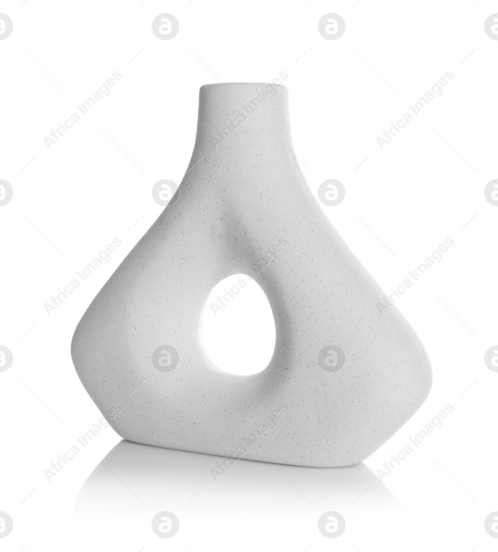 Photo of One beautiful ceramic vase isolated on white