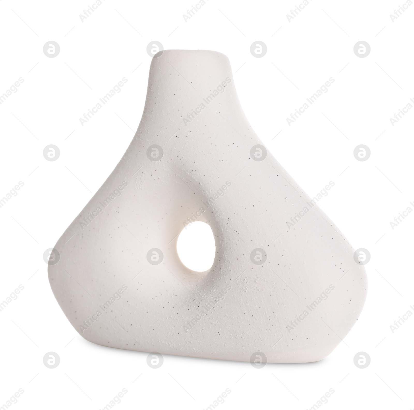 Photo of One beautiful ceramic vase isolated on white