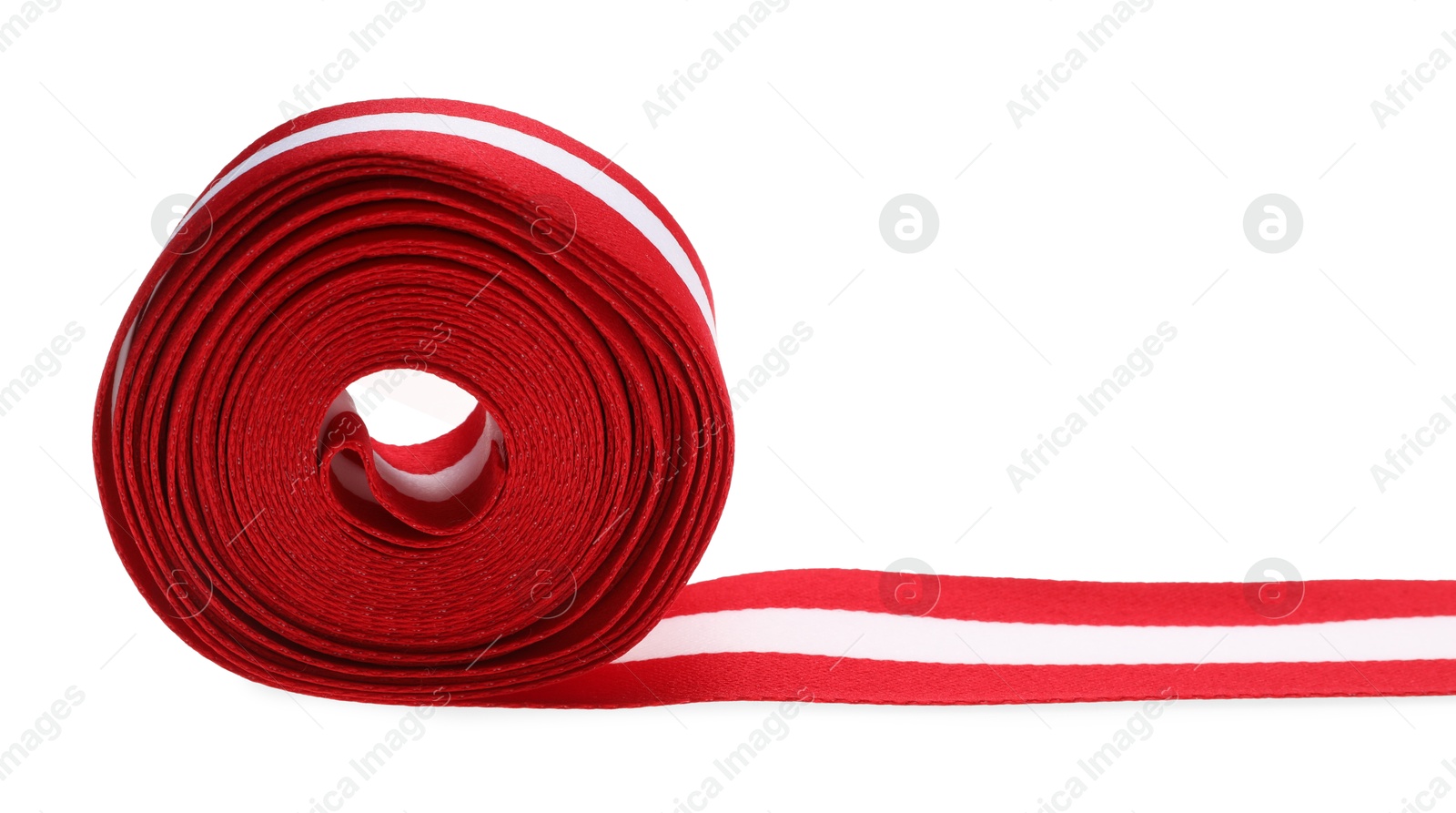 Photo of Ribbon in colors of Austrian flag isolated on white