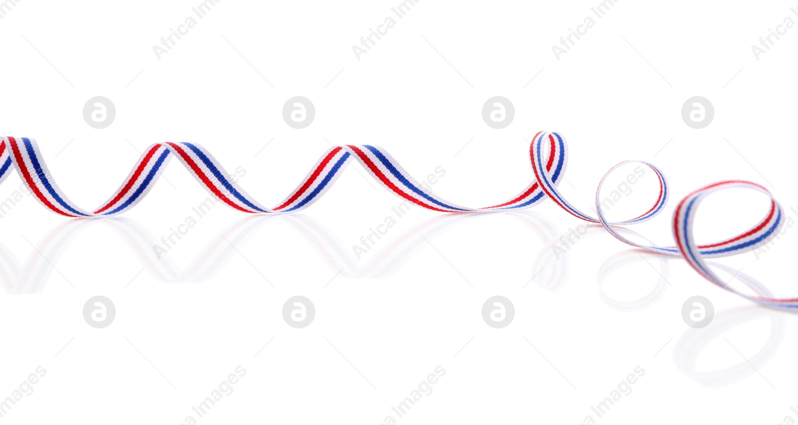 Photo of Ribbon in colors of Netherlands flag isolated on white