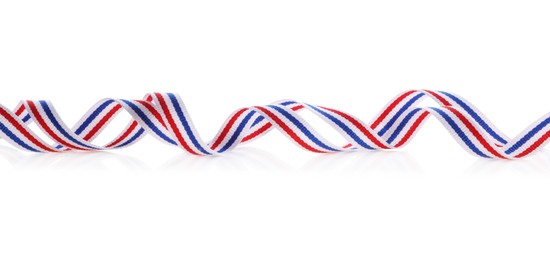 Ribbon in colors of Netherlands flag isolated on white