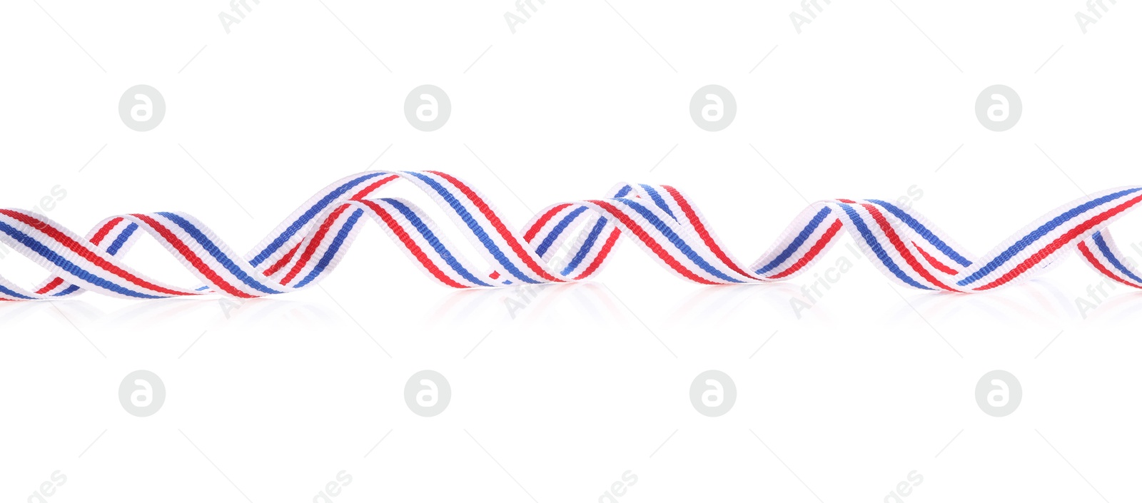 Photo of Ribbon in colors of Netherlands flag isolated on white