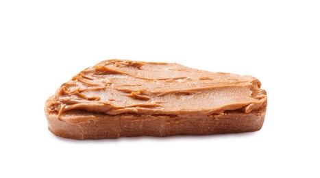 Photo of Delicious sandwich with peanut butter isolated white