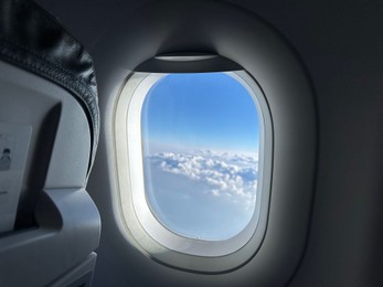 Photo of Beautiful view through plane window during flight